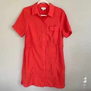 Darling, Society Women’s Orange Short Sleeve Button Up Midi Dress Size Medium